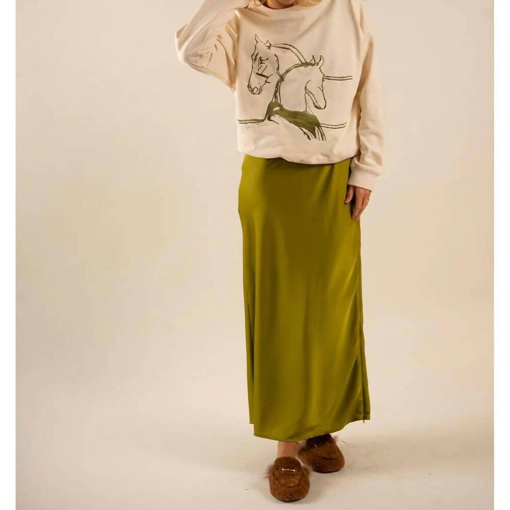 NEW CARE TUCKER 90’s baggy embroidered sweatshirt in horses embrace ivory